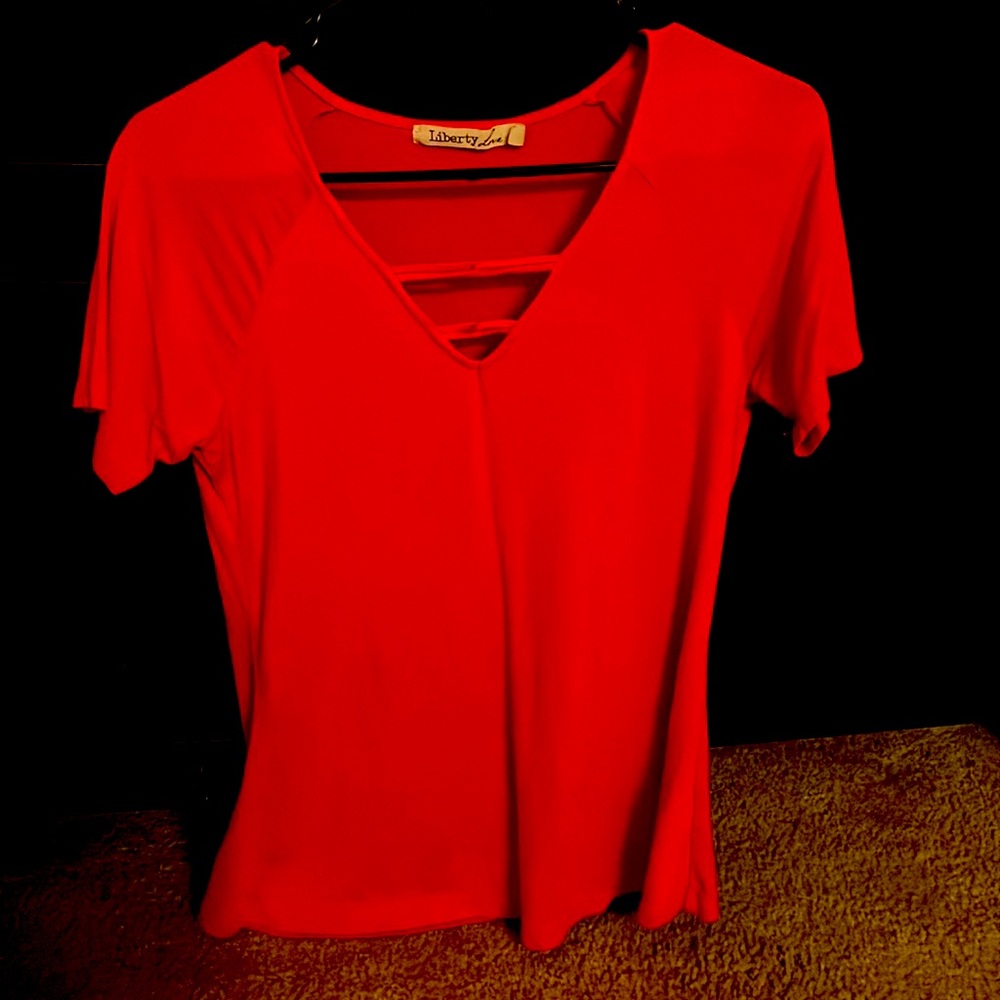 Red, Liberty Love V-neck casual blouse